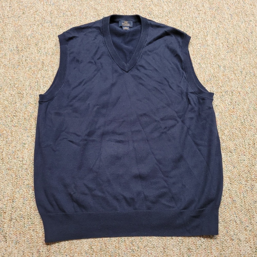 Brooks Brothers Sweater Vest Mens XL Blue V Neck Pullover Supima‎ Cotton Preppy